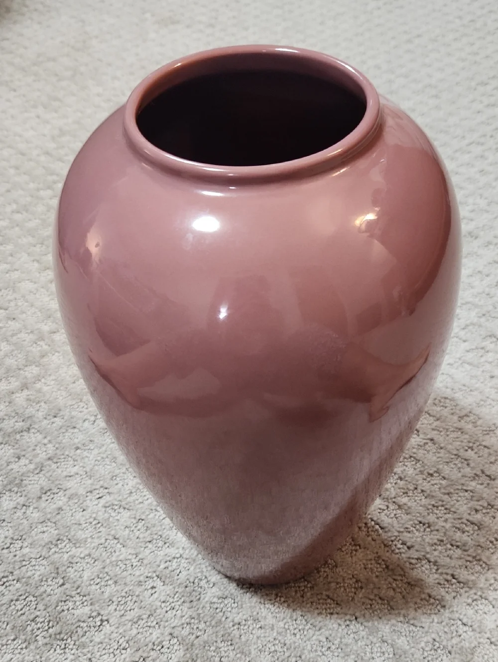 Haeger Vintage 80s Large Ceramic Vase in Dusty Rose Mauve